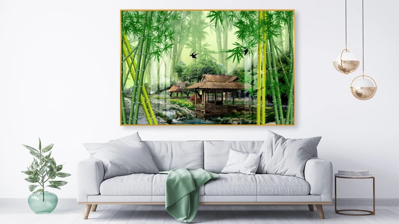 Tranh phong thuỷ Trúc báo bình an