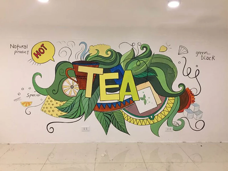 Dịch vụ vẽ tranh tường quán trà sữa chuyên nghiệp giá rẻ siêu đẹp ở TpHCM