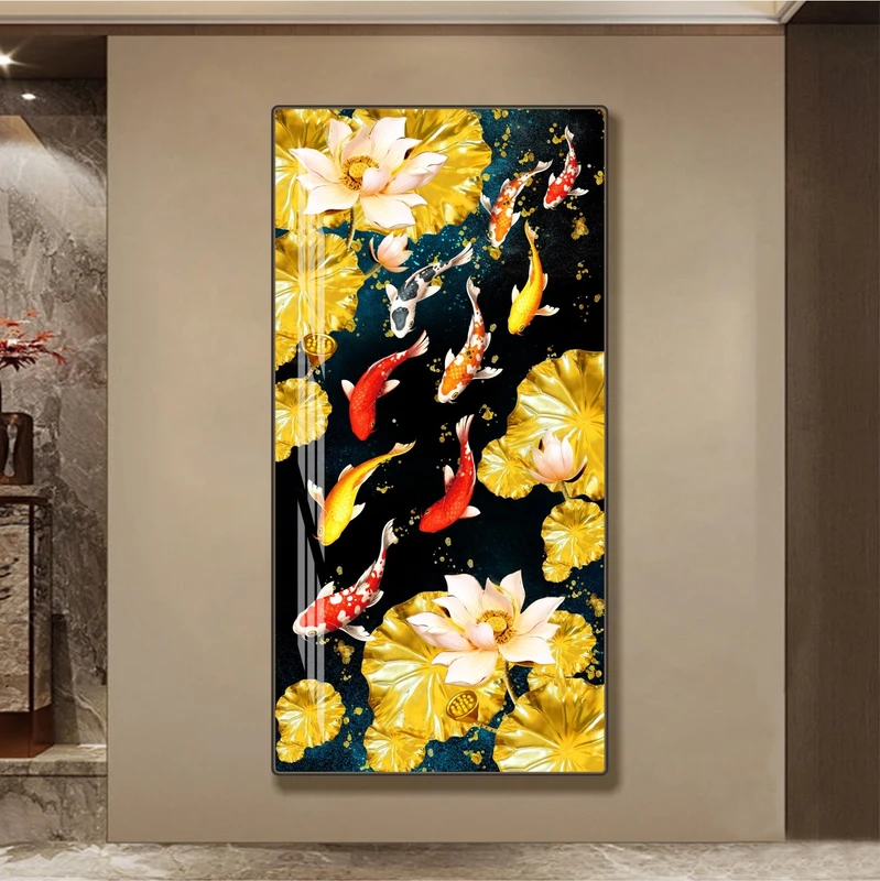 Tranh Treo Tường Cửu Ngư Quần Hồi Phong Thủy Phòng Khách Mẫu 752