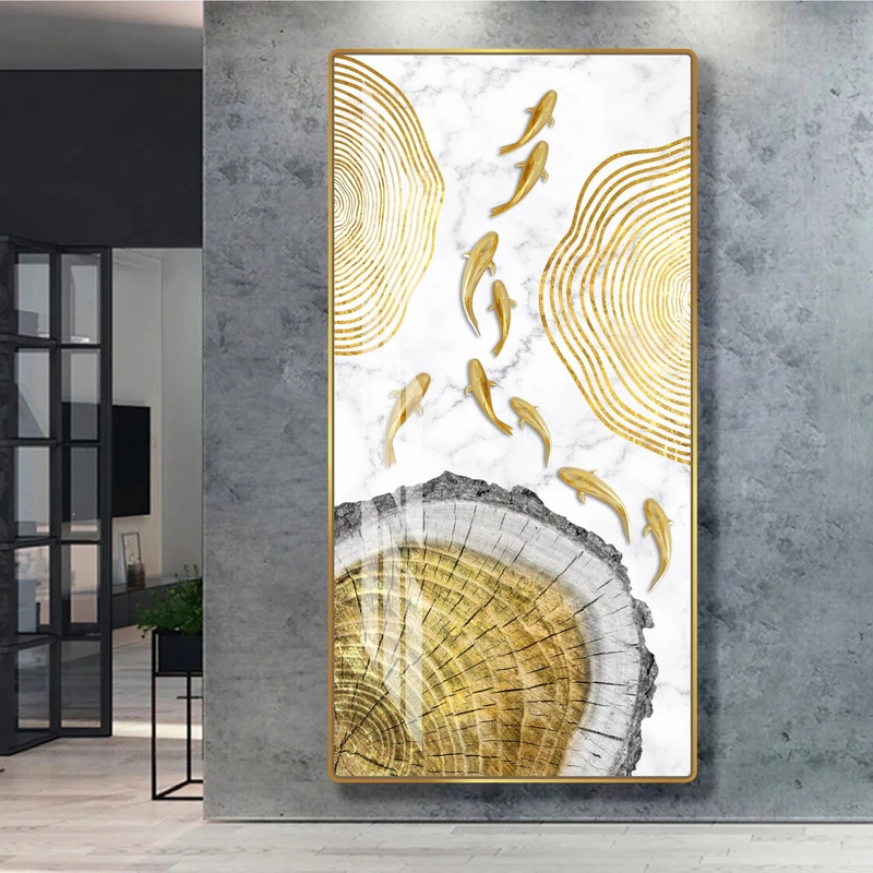 Tranh Treo Tường Cửu Ngư Quần Hội Tranh Phong Thủy Phòng Khách Đẹp