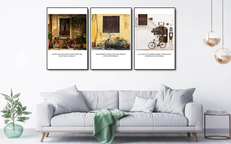 Tranh treo tường phố cổ và xe đạp (HG)