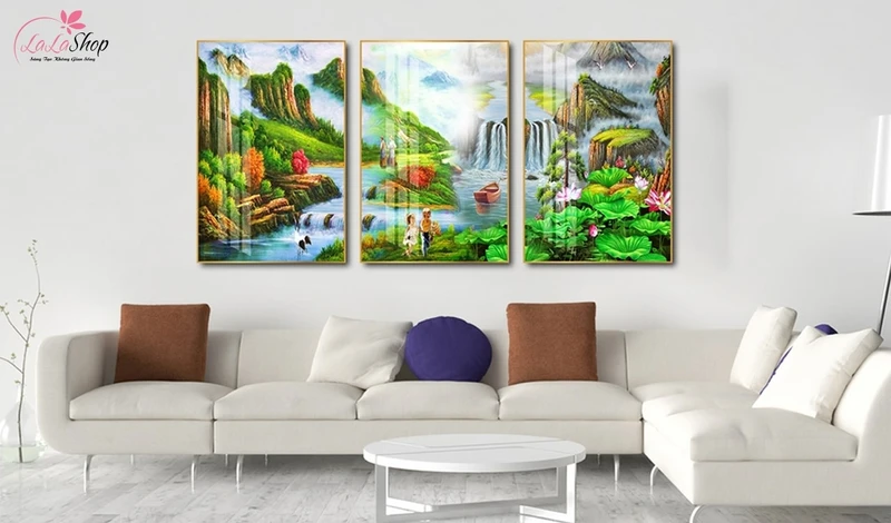 Tranh treo tường Sơn Thủy Hữu Tình mang theo sự cân bằng, ổn định và hài hòa