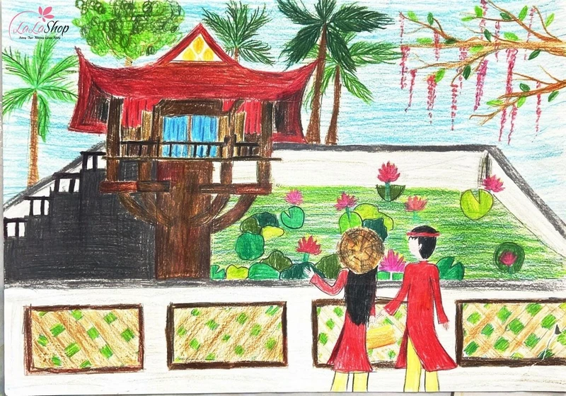 Tranh vẽ Chùa Một Cột