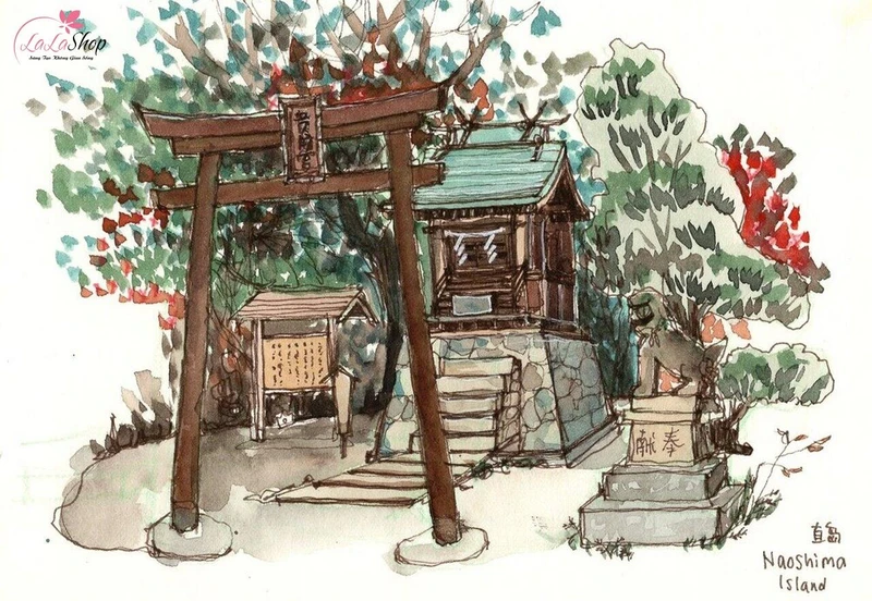 Tranh vẽ đảo Naoshima