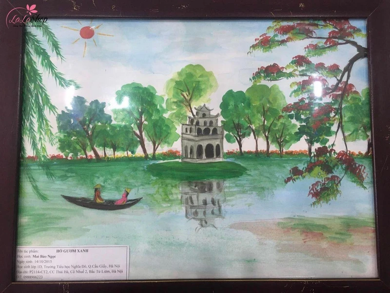 Tranh vẽ Hồ Gươm bằng màu nước