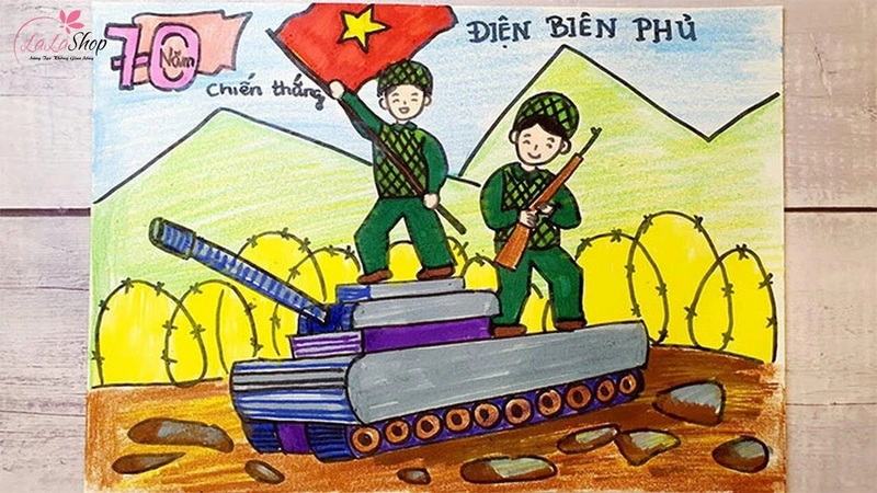 Tranh vẽ kỷ niệm 70 năm Chiến thắng Điện Biên Phủ