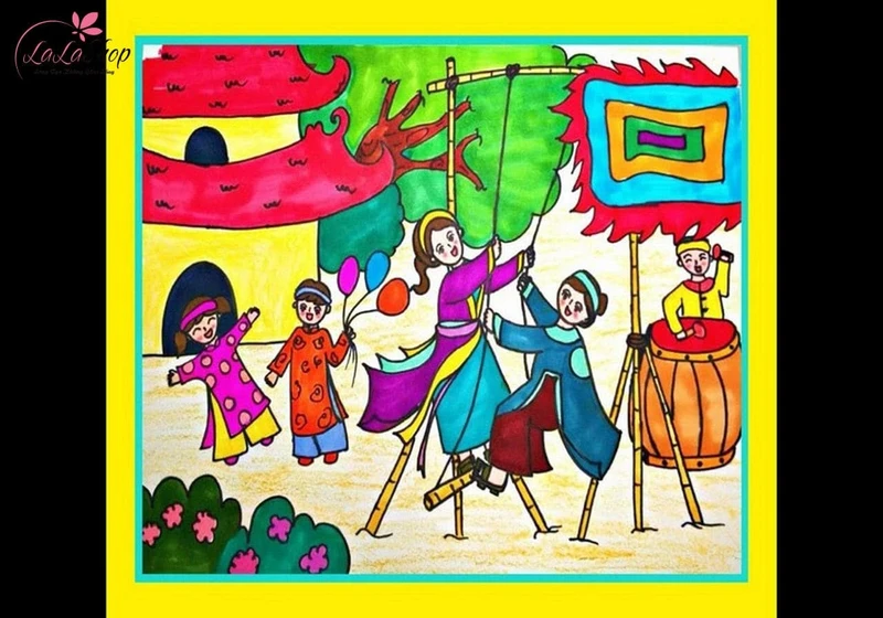 Tranh vẽ lễ hội đánh đu