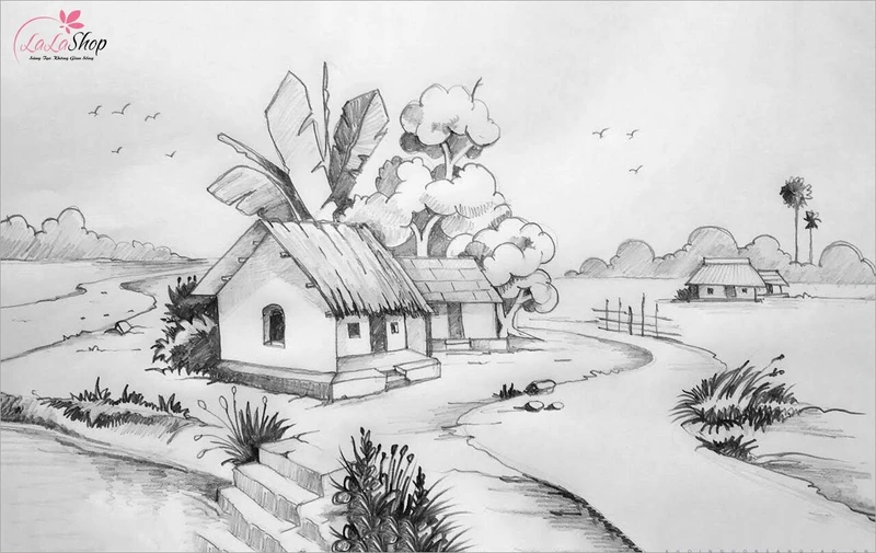 Tranh vẽ nhà tranh thanh bình