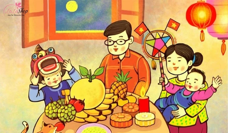 Tranh vẽ Trung thu đoàn viên