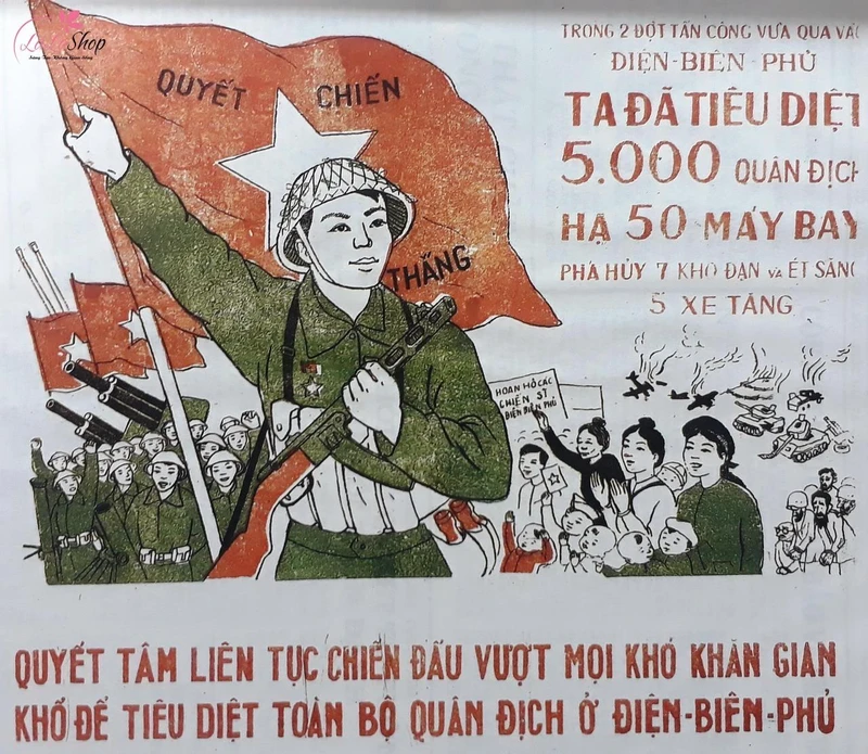 Tranh vẽ tuyên truyền quyết tâm đánh giặc