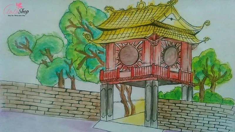 Tranh vẽ Văn Miếu Quốc Tử Giám