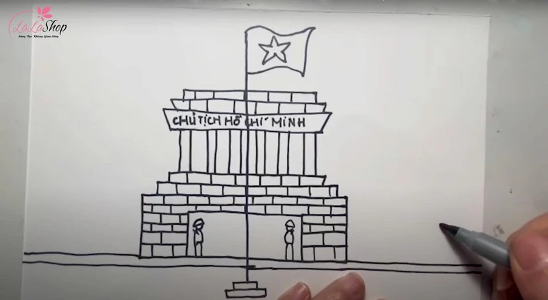 Vẽ lăng Bác và cờ Tổ Quốc