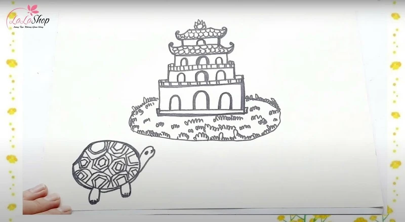 Vẽ tháp Hồ Gươm và rùa