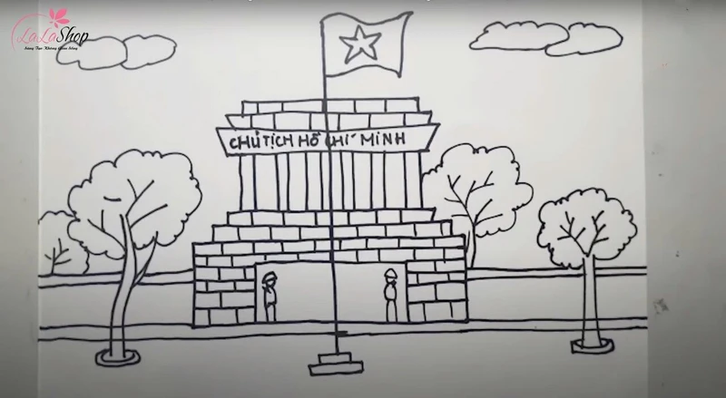 Vẽ thêm chi tiết phong cảnh xung quanh lăng