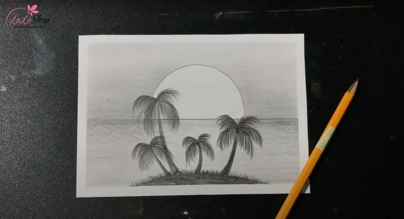 Hướng dẫn vẽ tranh phong cảnh trắng đen bằng bút chì đơn giản mà đẹp