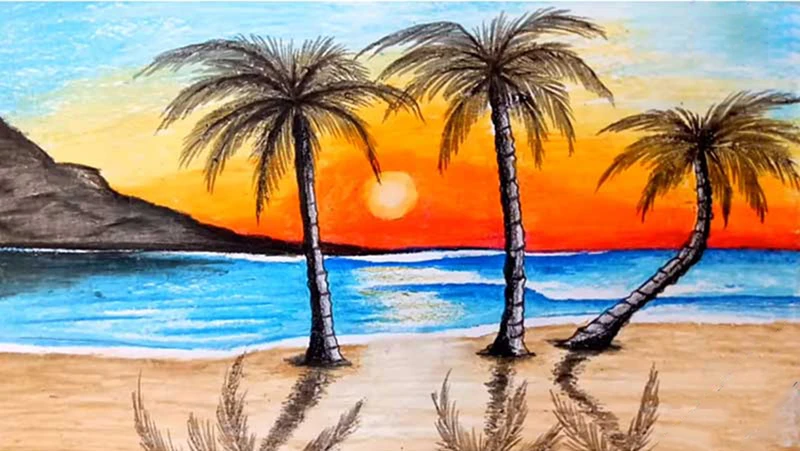 Hướng dẫn vẽ tranh đề tài phong cảnh biển đơn giản dễ vẽ nhất của học sinh