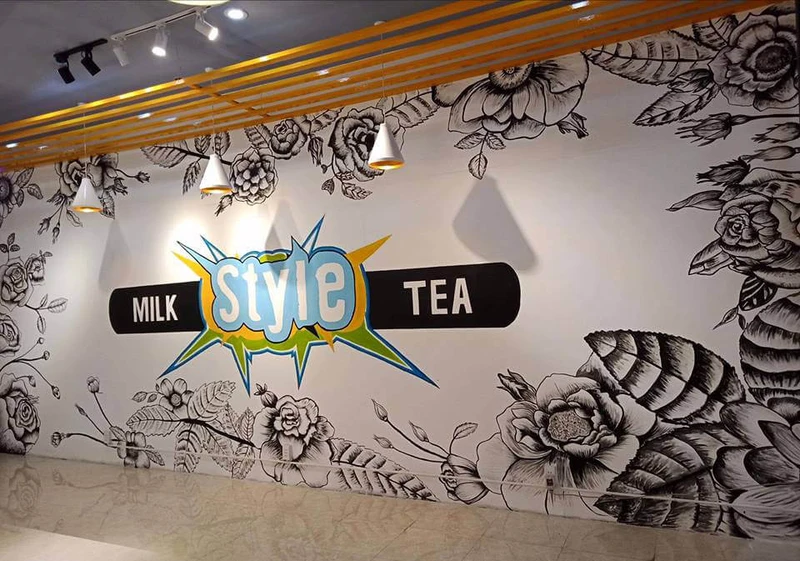 Dịch vụ vẽ tranh tường quán trà sữa chuyên nghiệp giá rẻ siêu đẹp ở TpHCM
