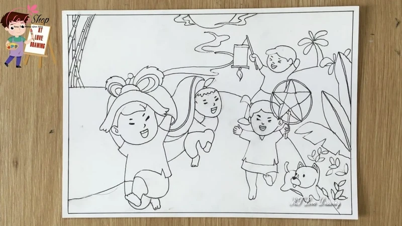 Viền lại các chi tiết với bút đen