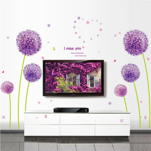 Decal dán tường tú cầu tím 3