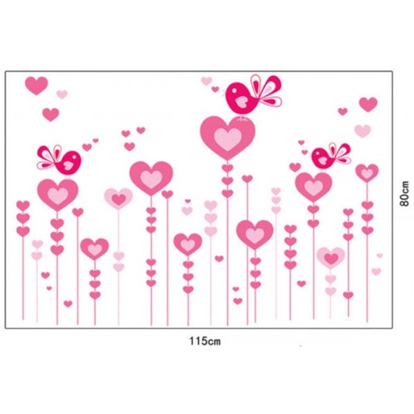 Decal dán tường trái tim hồng
