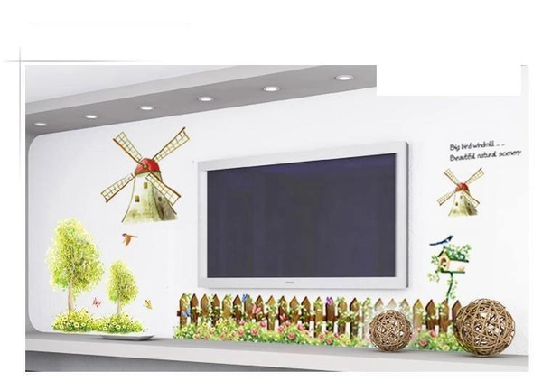 Decal dán tường cối xay gió
