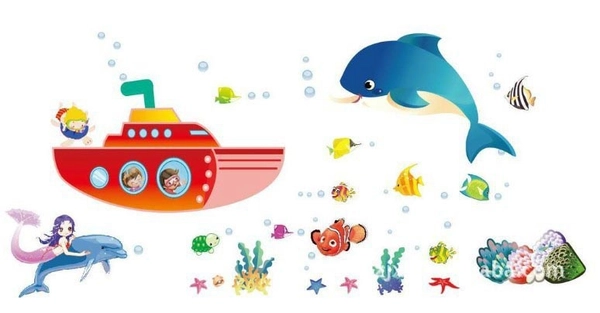 Decal dán tường thám hiểm đáy biển