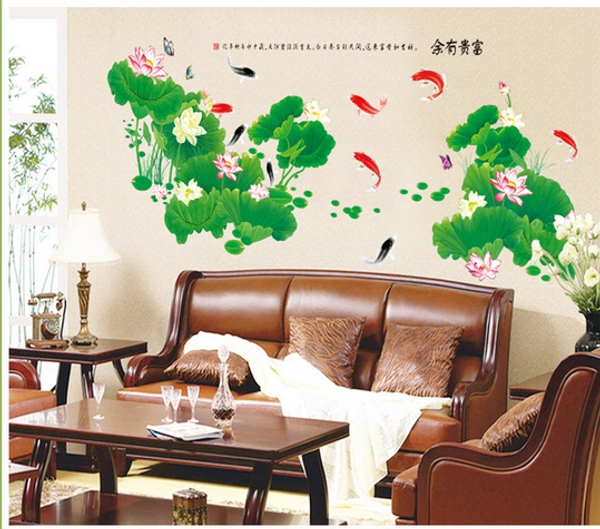 Decal dán tường đầm sen to