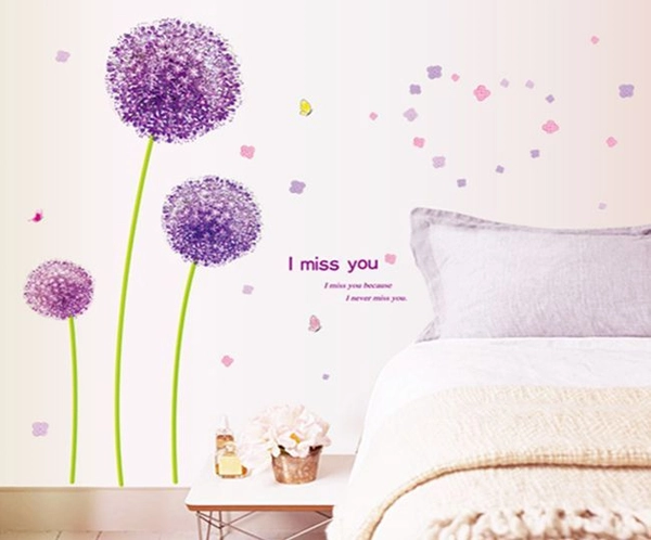 Decal dán tường tú cầu tím 3