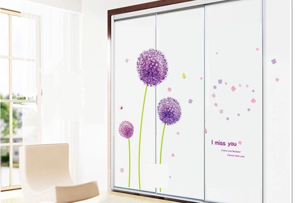 Decal dán tường tú cầu tím 3