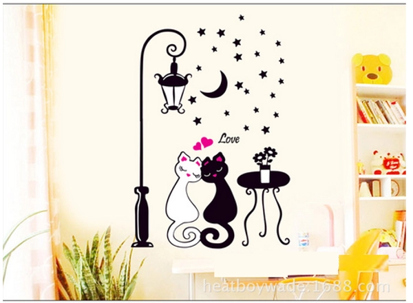 Decal đôi mèo trắng đen