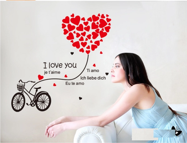 Decal Xe đạp trái tim đỏ