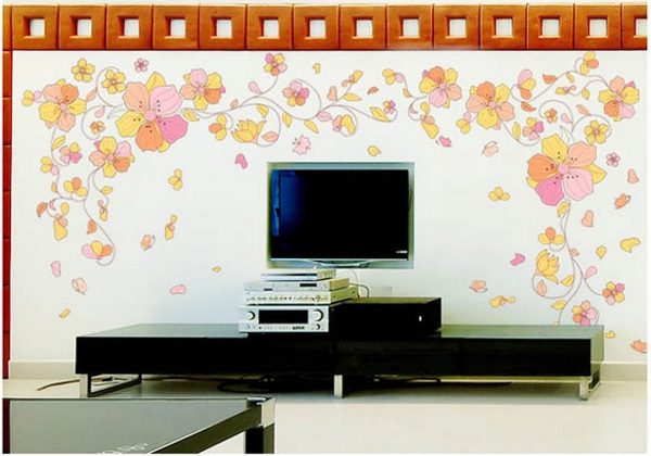 Decal dán tường sắc hoa lãng mạng