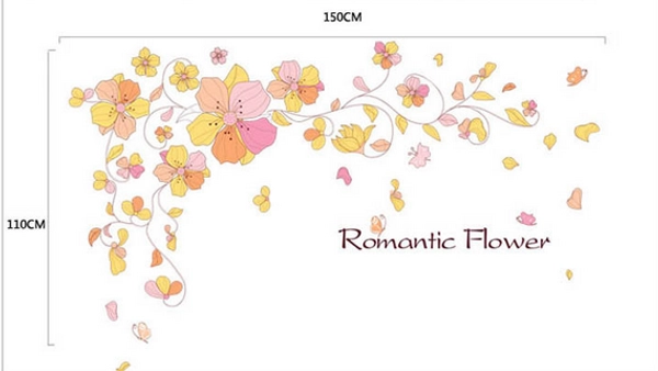 Decal dán tường sắc hoa lãng mạng