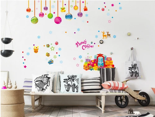 Decal noel dây treo quả cầu và hộp quà