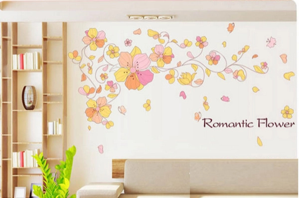 Decal dán tường sắc hoa lãng mạng