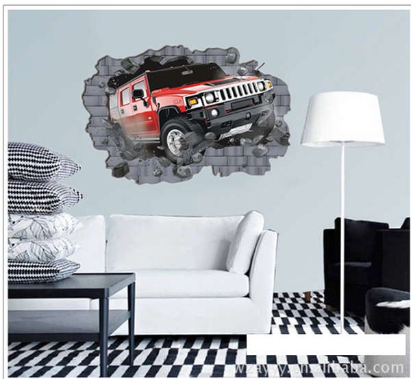 Decal dán tường Xe hơi 3D