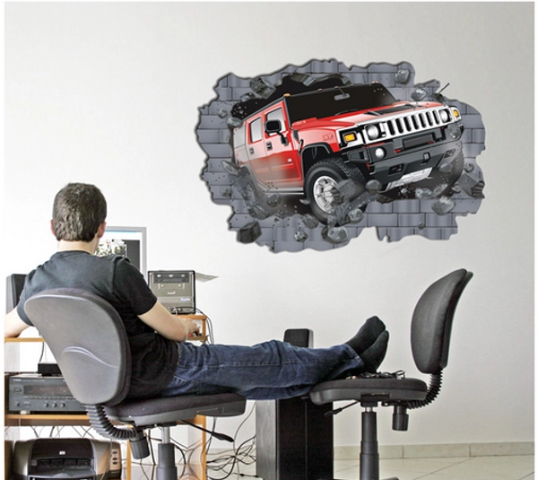 Decal dán tường Xe hơi 3D