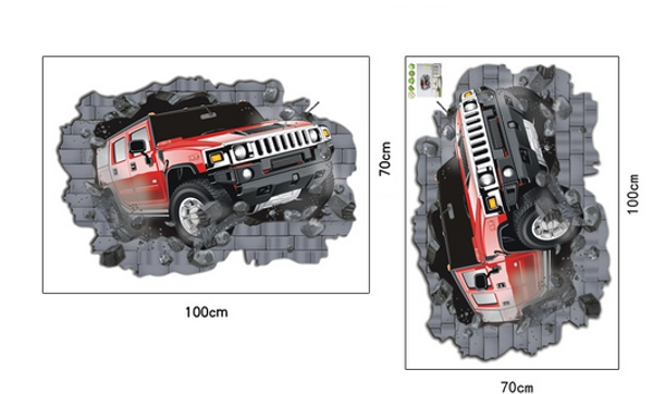 Decal dán tường Xe hơi 3D