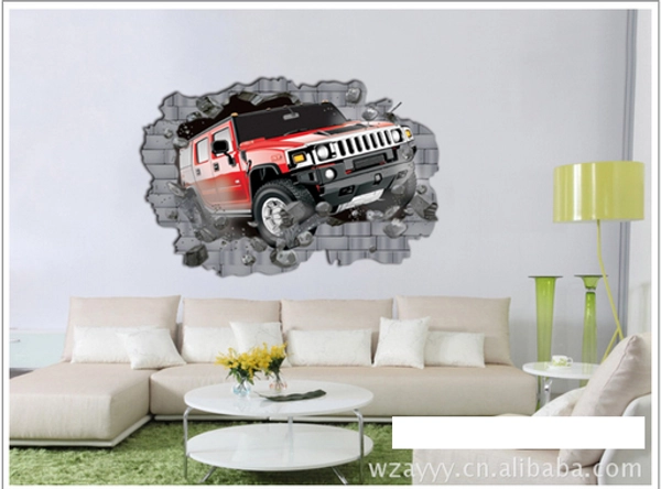 Decal dán tường Xe hơi 3D