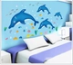 Decal dán tường đàn cá heo xanh nhỏ
