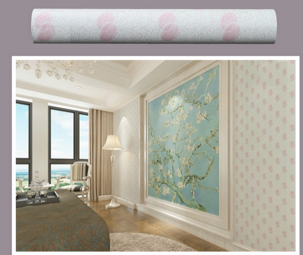 Giấy Decal cuộn họa tiết tròn màu hồng 1