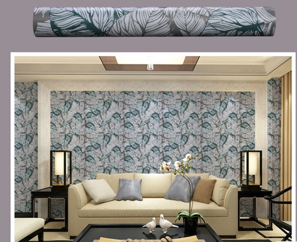 Giấy decal cuộn họa tiết lá xanh đen