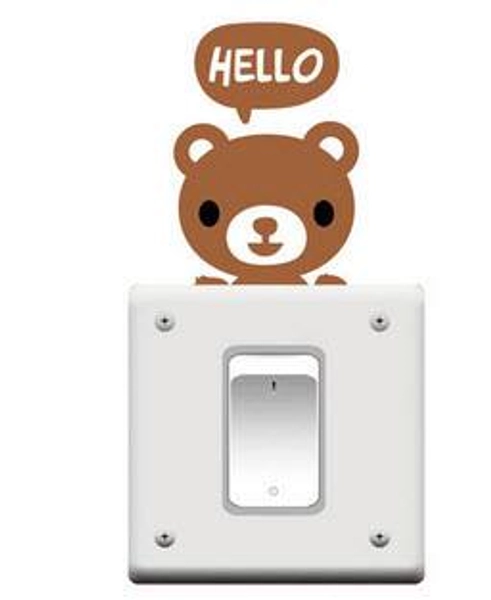 Decal dán ổ điện gấu nâu