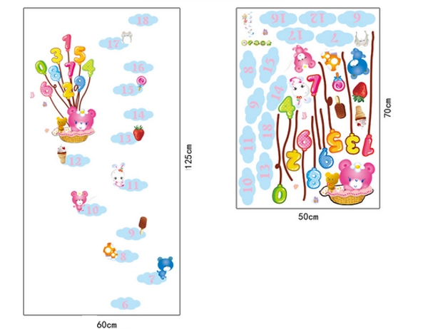 Decal dán tường bong bóng chữ số