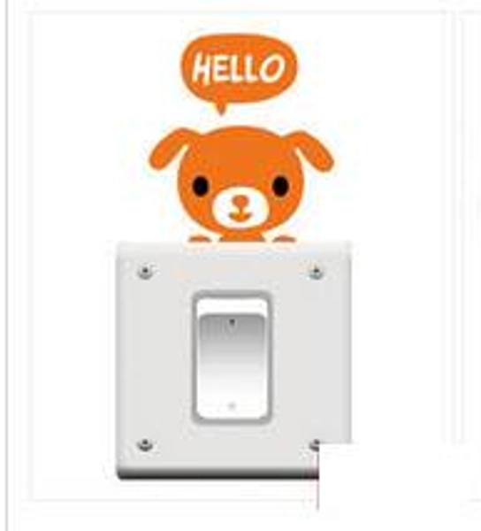 Decal dán ổ điện cún con màu cam