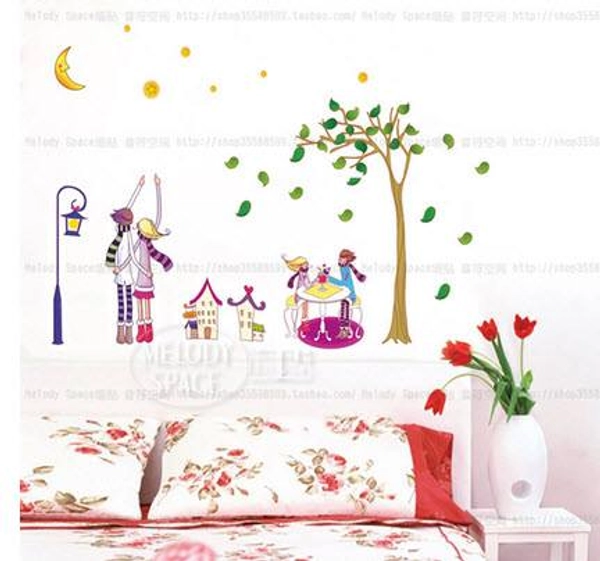 Decal dán tường ngắm trăng