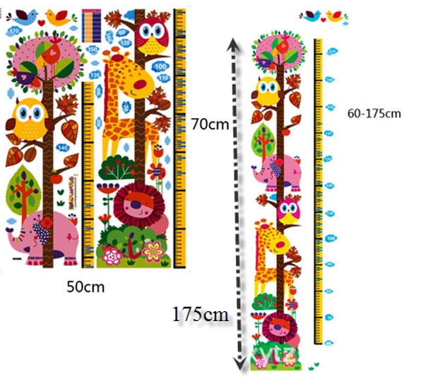 Decal dán tường thước đo vườn thú nhỏ