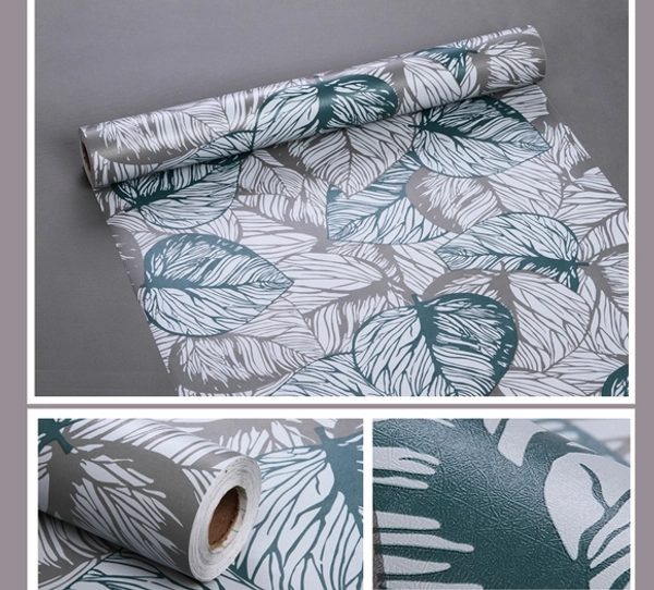 Giấy decal cuộn họa tiết lá xanh đen