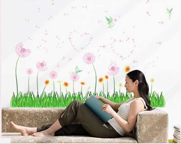 Decal dán chân tường bồ công anh hồng