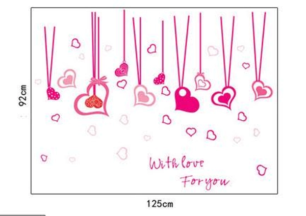 Decal dán tường dây leo  trái tim hồng